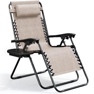 Nestl Zero Gravity Chairs, Reclining Camping Chair, Folding Outdoor Chair with Pillow & Cup Holder Tray - 1 of 4