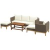 Outsunny Cushioned Patio Furniture Set, 5 PCs Wooden Frame PE Rattan Conversation Set, Cream White - 4 of 4