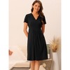cheibear Women's Tie Back Casual V-Neck Maternity Short Sleeve Lounge Dress - 2 of 4