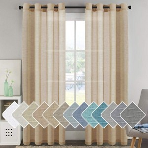 Natural Linen Blended Semi-Sheer Curtains Privacy Assured with Nickel Grommet for Living Room - 1 of 4