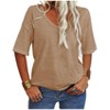 Imily Bela Women's Casual V Neck Half Sleeve Oversized T Shirt Solid Color Basic Top - 2 of 4