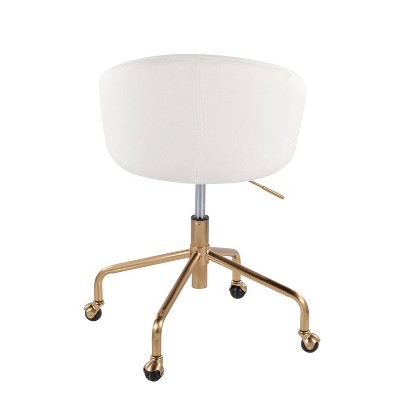 Claire Cream Velvet and Gold Metal Task Chair