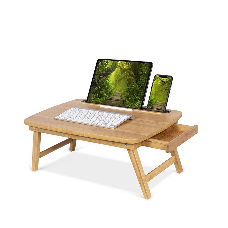 BirdRock Home Portable Sit or Stand Desk with Storage Drawer and Media Slot - Natural, 1 of 8