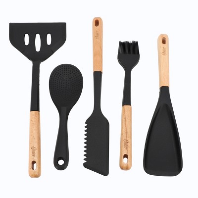 Oster Marion 5 Piece Silicone and Wood Kitchen Tool Set in Black — фото 2
