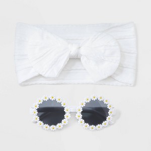 Baby 'Daisy' Sunglasses Headband Set - Cat & Jack™: UV Protection, Recycled Plastic Frame - 1 of 4