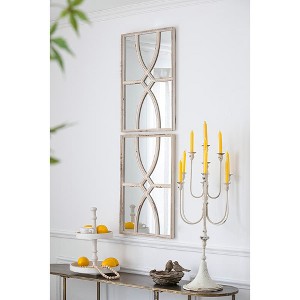Wooakway 24"H × 16"W 2-Piece Wood Accent Wall Mirrors Distressed Window Pane Mirrors for Living Room Entryway Bedroom Black - 1 of 4