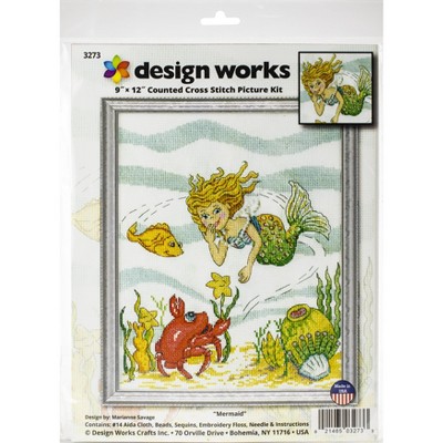 Design Works Counted Cross Stitch Kit 9"X12"-Mermaid (14 Count)