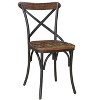 HomeRoots Set of Two Brown And Black Metal And Wood Cross Back Dining Side Chairs - 4 of 4