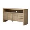 60" Storage Cabinet Buffet Sideboard with 3 Doors, 3 Drawers and Open Shelf, Wood Accent Entryway Console Table natural - 4 of 4