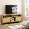 homfan 65" Fluted TV Stand - Natural Oak Media Console w/2 Sliding Doors & Support Leg, Boho Style for Living Room - 3 of 4