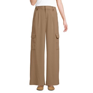 Lands' End Women's Soft Polish Cargo High Rise Wide Leg Pants - 1 of 4