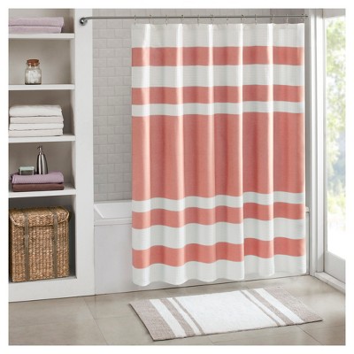 coral and grey shower curtain
