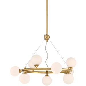 Possini Euro Design Brianna 23" Modern Chandelier Ceiling Light Fixture Dining Room Over Table Kitchen Island Ring 9-Light Gold Finish White Glass - 1 of 4