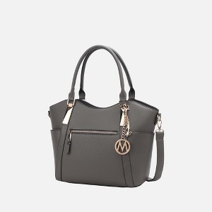 MKF Collection Janise Solid Vegan Leather Tote Bag Purse by Mia K- Charcoal Gray - 1 of 4