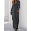 Clearlove Women's  2025 Long Sleeve Dress Lace V Neck High Waist Slit Ruched Elegant Formal Maxi Dress - 3 of 4