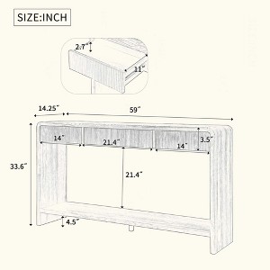 KIGFTSOD Modern 3-Drawer Console Table with Vertical Slats, Round Edge Design, Perfect for Entryway, Hallway or Behind Sofa - 1 of 4