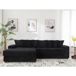 TiramisuBest Oversized Corduroy L Shaped Sofa  Modular sofa Left Chaise Eight Pillows Two Piece Corner Couch - 1 of 4