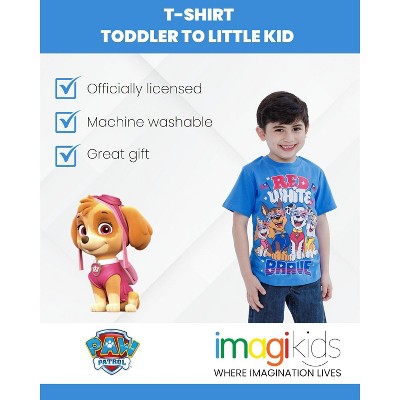 PAW Patrol Skye Chase Marshall July 4th Little Boys T-Shirt Red White & Brave 7-8 — фото 2