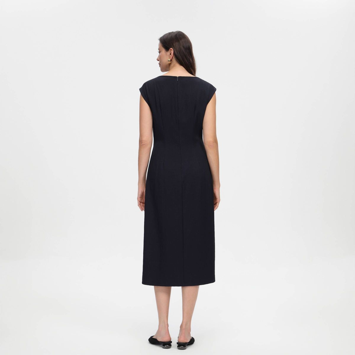 Women's Cap Sleeve Shirring Midi Wrap Dress - A New Day™ - thumbnail 2