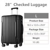 FATMOON Hardshell Luggage, Lightweight Durable ABS Suitcases with Double Wheels, Expandable 28-inch Checked Luggage 28" (Single Luggage) - 3 of 4