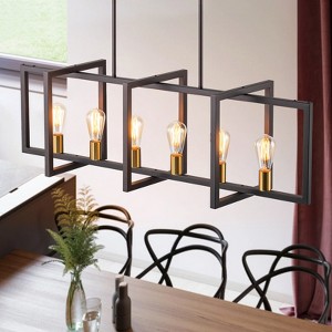 Rennnsan Wynver 11"W 6-Light Rectangle Industrial Dimmable Kitchen Island Pendant - 1 of 4
