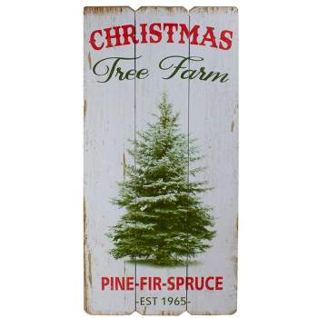 Northlight 23.5" Rustic Wooden Christmas Tree Farm Hanging Wall Sign