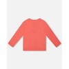 Deux par Deux Girl Organic Cotton T-Shirt Coral with Cupcake - 3 of 4