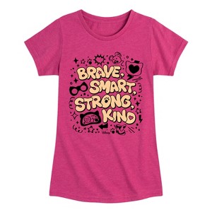 Girls' - Super Kitties - Brave Smart Strong Kind Fitted Short Sleeve Graphic T-Shirt - 1 of 3