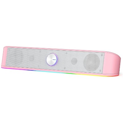 Paaaawaters Desktop Soundbar, 2.0 Channel Computer Speaker with Dynamic Lighting Bar Audio-Light Sync/Display, Touch-Control Backlit