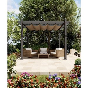 10x10 FT Modern Aluminum Pergola with Adjustable Canopy – Outdoor Shade Structure with Stable 4-Sided Base for Backyard, Deck, or Lawn - 1 of 4
