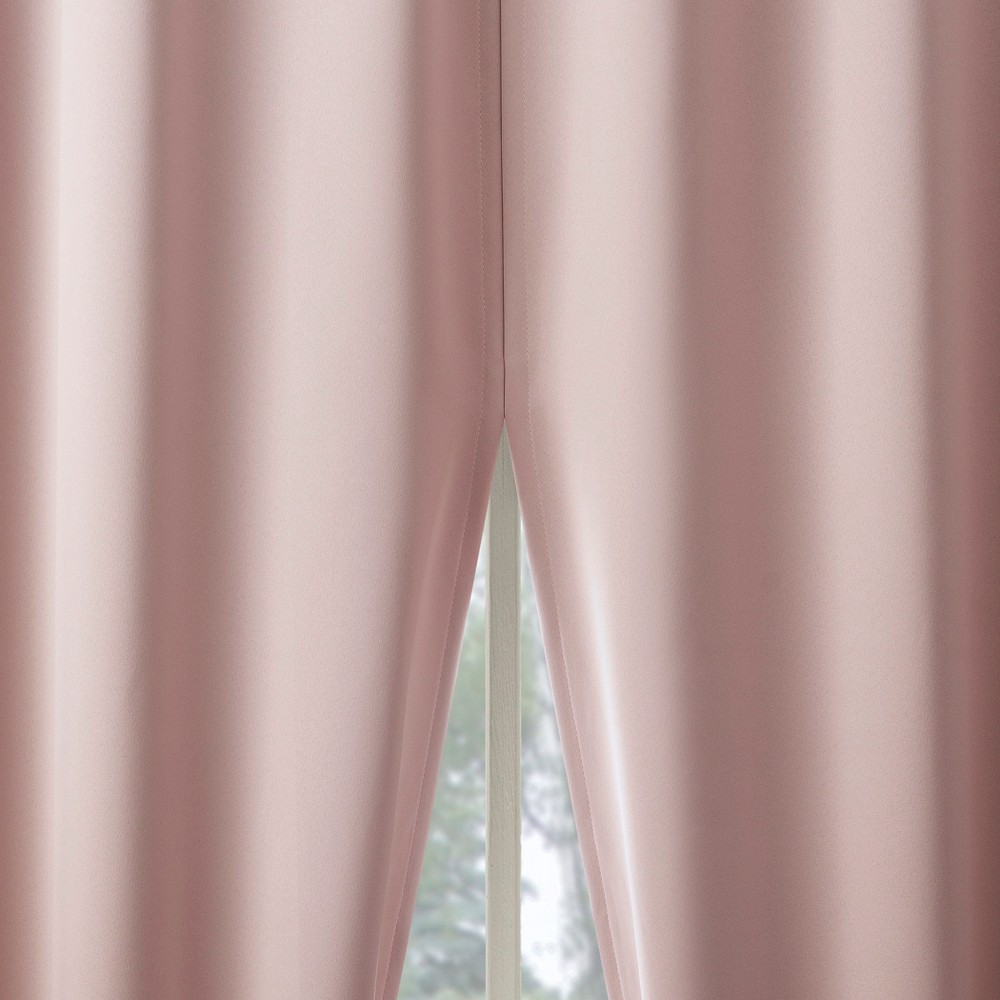 Photos - Curtain Rod / Track 2pc 52"x63" Sun Zero Blackout Aria Magnetic Closure Back Tab Curtain Panel Pair Blush: Energy Efficient, Noise Reduction