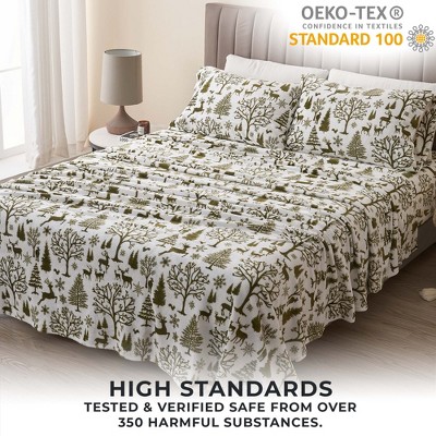 Olive Enchanted Woods Queen Microfiber Deep Pocket Sheet Set