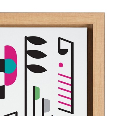 Colorful Abstract Music Notes Canvas Wall Art in Natural Frame