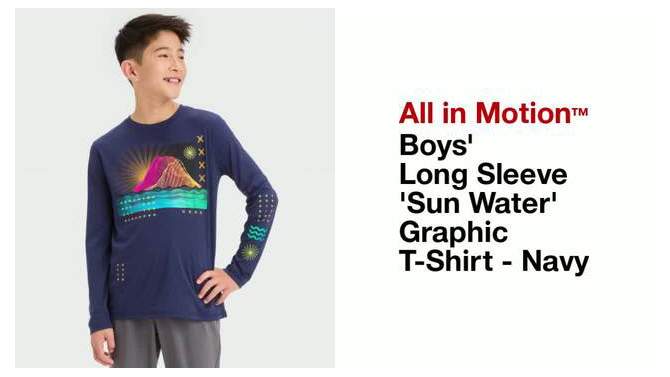 Boys&#39; Long Sleeve &#39;Sun Water&#39; Graphic T-Shirt - All In Motion™ Navy, 2 of 5, play video