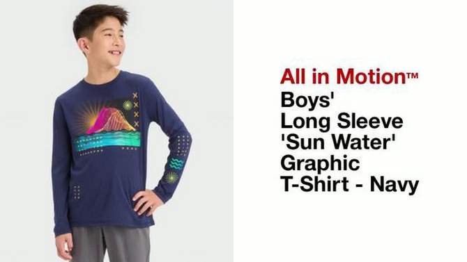 Boys&#39; Long Sleeve &#39;Sun Water&#39; Graphic T-Shirt - All In Motion™ Navy, 2 of 5, play video