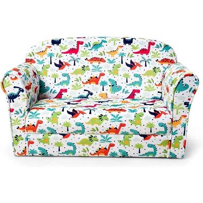 Costzon Kids Couch, Double Seat Sofa with Dinosaur Pattern, Comfy Backrest & Armrests, Soft Toddler Chair for Bedroom, Gift for Boys & Girls