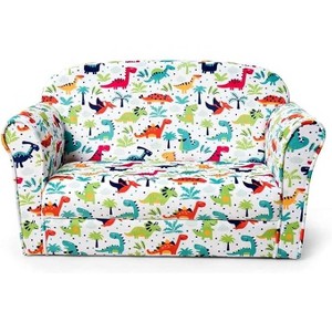 Costzon Kids Couch, Double Seat Sofa with Dinosaur Pattern, Comfy Backrest & Armrests, Soft Toddler Chair for Bedroom, Gift for Boys & Girls - 1 of 4