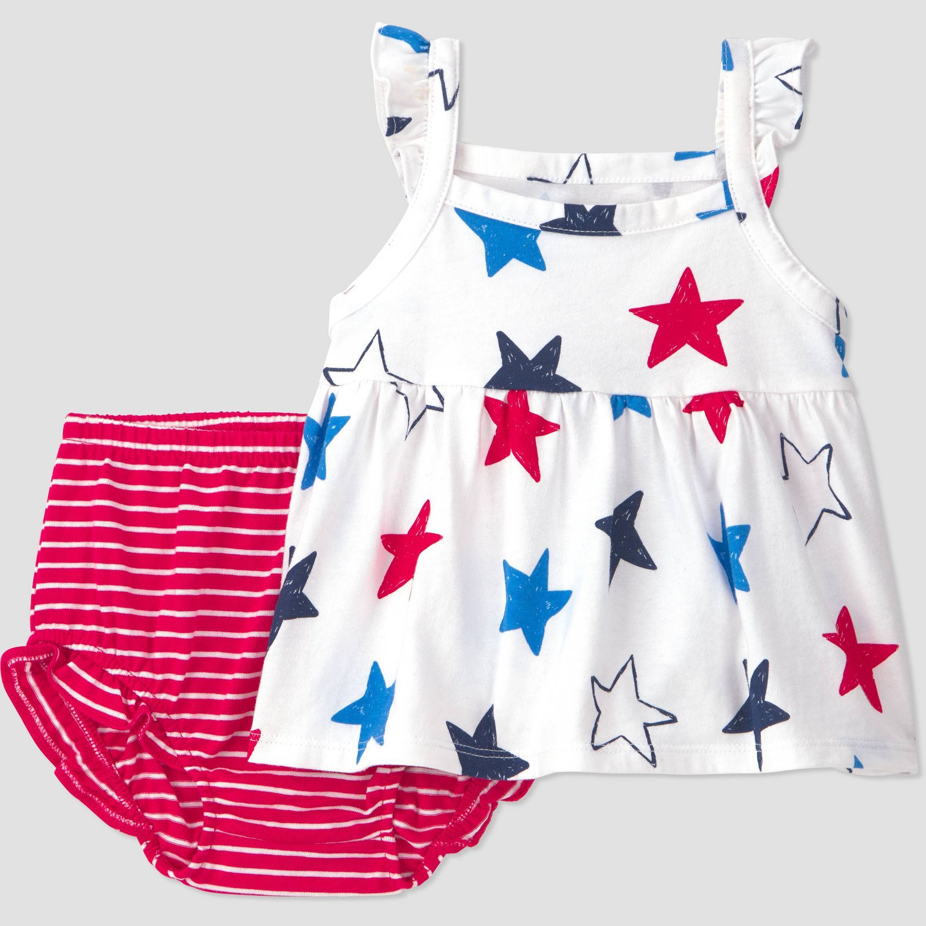 Carter's Just One You® Baby Girls' Americana 2pc Starts and Striped Tank Top & Bloomer Set - White