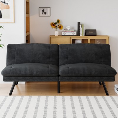 Dyonery Convertible Futon Sofa Bed, Soft Foam Detachable Futon Couch with Adjustable Backrest, Folding Small Loveseat Sleeper Recliner