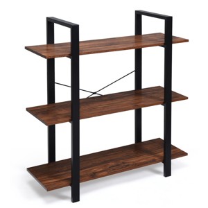 Tangkula 3-Tiers Modern Bookshelf Wooden and metal Bookcase Display Shelf Rack - 1 of 3