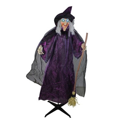 Northlight Lighted and Animated Witch Halloween Figure Decoration - 5.5' - Cool White Lights