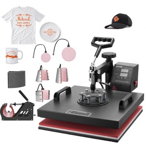 VEVOR 8 in 1 Heat Press Machine 15x15 Inch T-Shirt Pressing Machine 360° Swing Away Professional Sublimation Heat Press for Sublimation, Black - 1 of 4