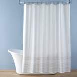 Pinstripe Border Textured Shower Curtain - Hearth & Hand™ with Magnolia