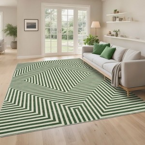 Washable Rug for Living Room Modern Striped Bedroom Rug with Non-Slip Backing - 1 of 4