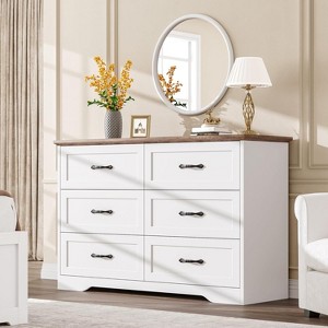 Dresser for Bedroom with 5/6 Drawers, Tall Wood Drawer Dresser Chest of Drawers for Closet - 1 of 4