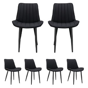 Dsvimoy Accent Chair Set of 6 PU Leather Wave Pattern Upholstered for Dining or Living Room
, Black, 28.8"*24.8"*22" - 1 of 4