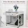 LOVMOR 38.4 Inch Dog Kennel with 2 Drawers Storage - 3 of 4