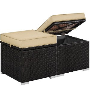 Yaheetech Set of 2 Rattan Patio Ottoman with Hidden Storage - 1 of 4
