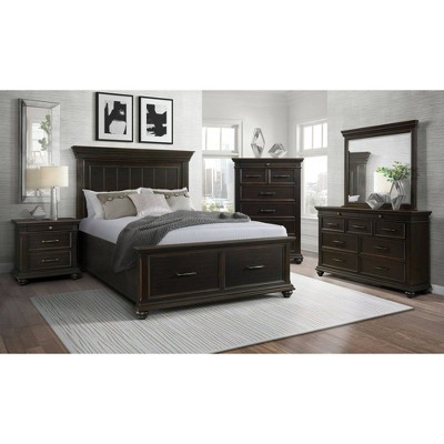 Brooks Black Poplar 3-Drawer Nightstand with USB Ports