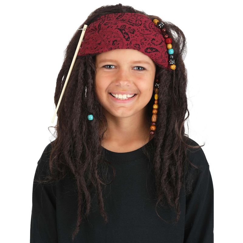 HalloweenCostumes.com One Size Fits Most Boy  Realistic Boy's Pirate Wig, Black/Red, 1 of 7